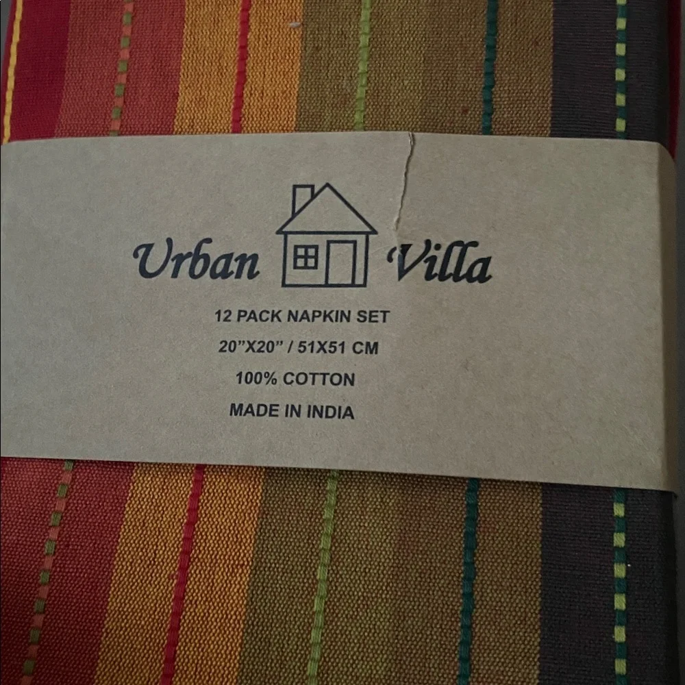 NWT Urban Villa Napkin 100% Cotton set of 12 size 20”x20”